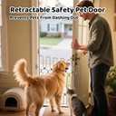 brenzo Retractable Dog Gate for Front Door, Sturdy Chew-Resistant Metal Pet Barrier with Adjustable Safety Gate for Doorways, Stairs, Hallway, Kitchen, Easy Installation, 30.7" Tall x 30.7" Wide