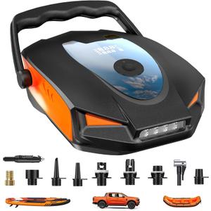50PSI Paddle Board Pump, Electric High Pressure SUP Pump, Dual Stage Inflation & Deflation, Auto-Off, Portable Sup Air Pump, 12V DC Car Connector for Stand Up Boards, Pickup, Kayaks Boats