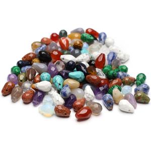 40 Pcs Healing Loose Beads Faceted Water Drop Shape Natural Multicolor Stone Pendants Crystal for Jewelry Making DIY Craft