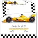 XIAOPNN Race Car Birthday Party Invitation for Boys, Yellow Racing Car, 30 Cards With 30 Envelopes, 5x7 Inches. 2Pack