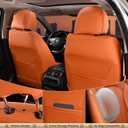 FLORICH Seat Covers, Leather Car Seat Covers Front Seats, Automotive Seat Covers Waterproof Car Seat Cushion Orange Seat Cover Protector Universal Fit for Most Cars Trucks SUVs