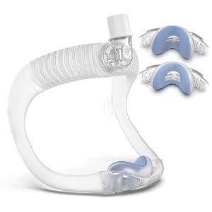 Upgraded Set for Airtouch N30i & Airfit N30i, with 2 Nasal Pillow Cushion (Fleece & Fabric), Frame & Elbow, Secure Seal Mask for Warm & Quiet Sleep, Easy to Use CPAP Supplies, No Headgear, Blue-Medium