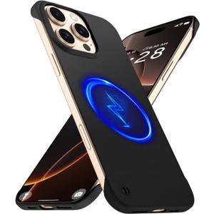 Magnetic Slim Case Fit for iPhone 16 Pro Max Phone Case 6.9"(2024) Ultra-Thin Lightweight Durable Frameless Matte Hard for MagSafe Cover Case with Pull Ring Shockproof Non Slip Rope-Black