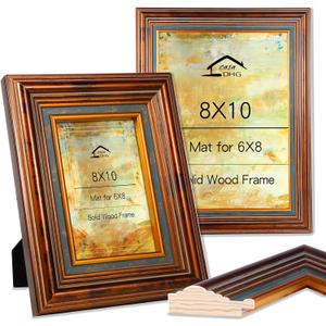 2 Pack 8x10 Vintage Gold Photo Frames with Real Glass Front  Elegant Wall/Tabletop Display for Home, Wedding & Old Photos