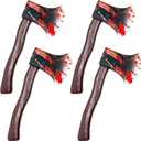 4 Pack Halloween Axes Realistic Plastic Fake Hatchet Props with Brown Handle for Kids Adults Halloween Cosplay Dress Up Accessories (Color Style 1)