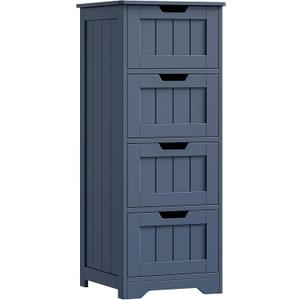 FOTOSOK Bathroom Storage Cabinet, Bathroom Cabinet with 4 Drawers, 11.8 x 11.8 x 32.5 Freestanding Entryway Cupboard Storage Organizer Unit Home Furniture Decor, Blue