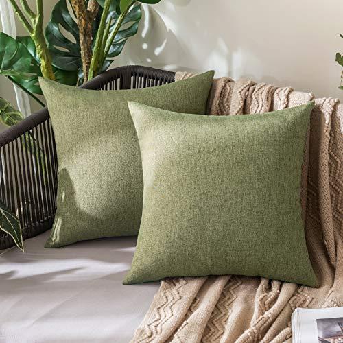 MIULEE Pack of 2 Decorative Outdoor Solid Waterproof Throw Pillow Covers Christmas Faux Linen Garden Farmhouse Cushion Cases for Patio Tent Balcony Couch Sofa 20x20 Inch Dark Green MIULEE Pack of 2 Decorative Outdoor Solid Waterproof Throw Pillow Covers Christmas Faux Linen Garden Farmhouse Cushion Cases for Patio Tent Balcony Couch Sofa 20x20 Inch Dark Green