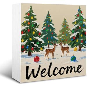 Christmas Decor Signs, Wooden Box Sign Decorative, Christmas Day Decor, Living Room Desktop Decors, Table Decor Art, Inspiring Gift for Friends or Family, 551.2inches (A26)