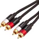 Amazon Basics 2 RCA Audio Cable for Amplifier,Active Speakers or Subwoofer with Gold-Plated Plugs, 15 Feet, Black
