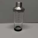 Rabbit 18 oz Glass Cocktail Shaker with Printed Measurements, Multi-Use Stainless Steel Topper with 1.5 oz Jigger Cap and Strainer, 3.94 x 3.54 x 9.06 IN