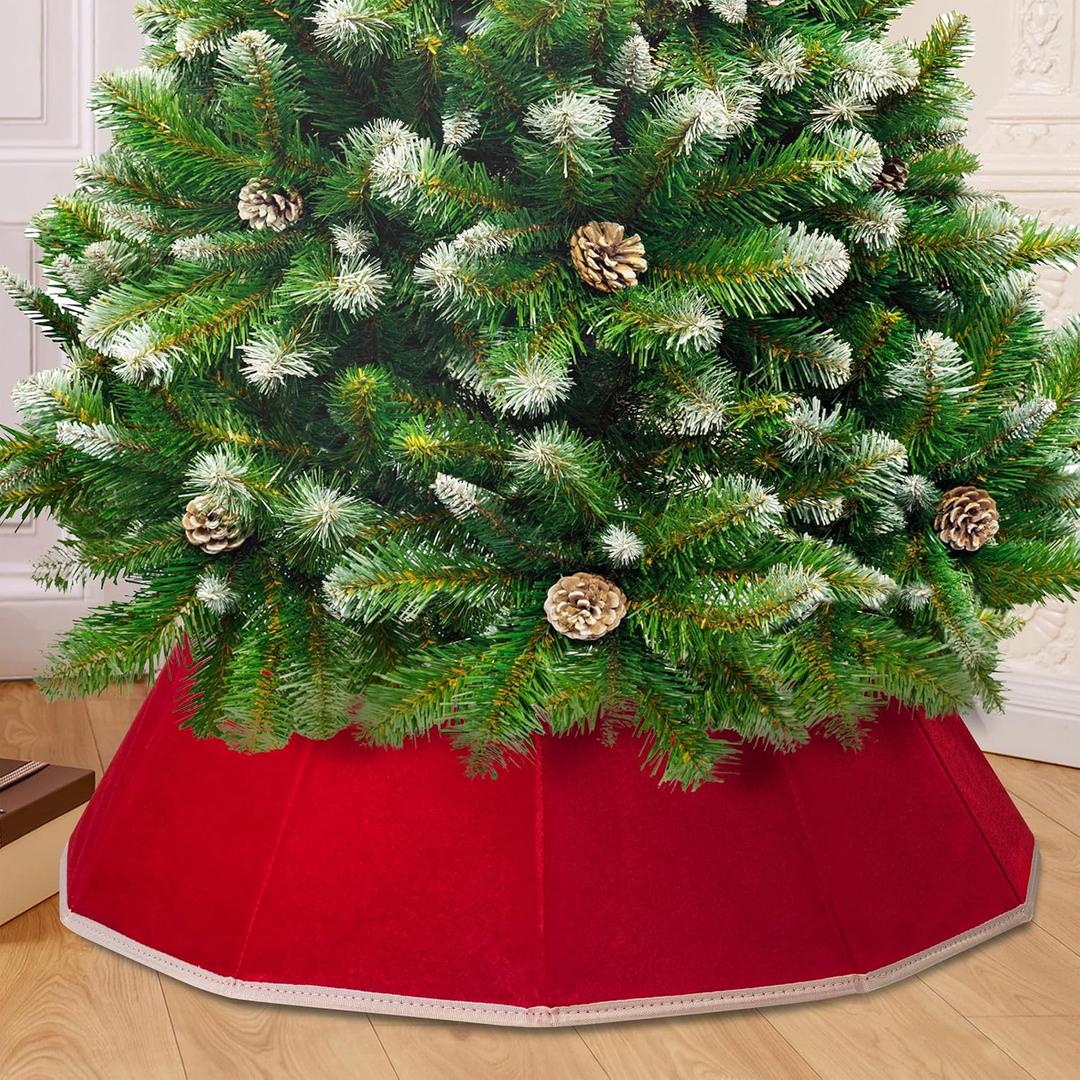 Mr. Pen- Christmas Tree Collar, 28 Red Tree Collar for Pencil Tree, Christmas Tree Collars for Artificial Trees, Christmas Tree Base Cover, Xmas Tree Collar for Christmas Tree Cover Base