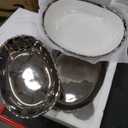 LIJINGCHEN Fruit Bowl for Kitchen Counter, 3 Tier Ceramic Fruit Basket, Modern Multi Layer Fruit Display Stand, Dessert Holder for Kitchen Countertop, Large Capacity Serving Holder for Party(Sliver)