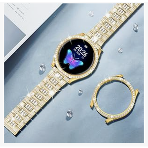 SUPOIX Band Case Compatible for Samsung Galaxy Watch FE 40mm 2024/ Galaxy Watch 5/4 40mm 44mm, 20mm Women Bling Replacement Strap&PC Protective Bumper Face Cover for Galaxy Watch 5/4 (Size Optional)