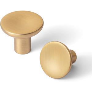 Goo-Ki 6 Pack Classic Champagne Bronze Cabinet Knobs - Minimalist Round Kitchen Handles Modern Hardware