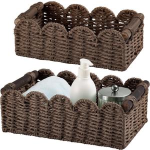 Storage Basket Wicker Baskets for Organizing Toilet Paper Storage Basket for Toilet Tank Top,Brown