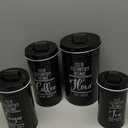 Black Canisters Sets for the Kitchen, Airtight Kitchen Canisters for Countertop, Flour and Sugar Containers, Tea Coffee Sugar Canister Set, Black Kitchen Decor and Accessories, Set of 4
