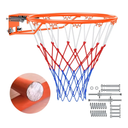 Basketball Rim, 18" Replacement Wall Mounted Outdoor Basketball Hoop, Heavy Duty Solid Steel, Double Spring Basketball Hoop Rim with All Weather Net for Indoor and Outdoor Hanging