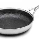 LIVWELL DiamondClad 10-Inch Hybrid Nonstick Fry Pan - Kitchen Gift - Frying Pan Stainless Steel Cookware Set with Tempered Glass Lids - Dishwasher Safe, PFOA-free Cookware - Silver/Black