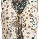 SweatyRocks Women's Floral Print V Neck Vest Tie Front Sleeveless Boho Vests Tops Medium