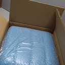 Low Rolling Stool Roller Seat with Universal Swivel Caster Wheels for Home Office Stool Garage Shop Stools PU Leather High Density Cushion and Steel Blue (Middle)