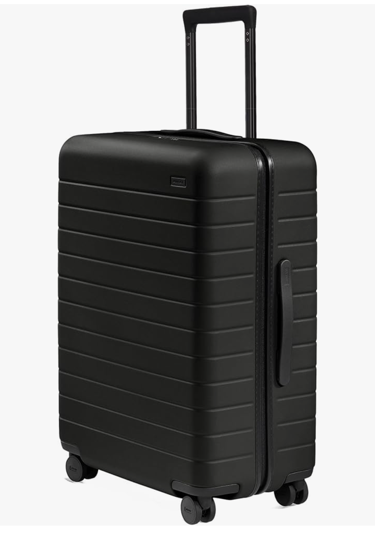 Away Medium Checked Luggage, Lightweight Hard Shell Suitcase with Spinner Wheels, Durable Rolling Luggage, TSA Lock, 26 Inch, Jet Black