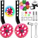 Bike Training Wheels for Kids Mute Flash Pink Bicycle Training Wheels for 12 14 16 18 20 inch Bike Training Wheels for Single Speed Bicycle, Pink