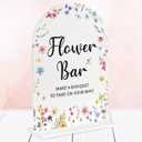 2 x Wedding Sign Decor, Flower Bar Sign, 5x7 Inch Arch Acrylic, Wedding Sign for Reception & Event Party, Bridal Shower Decorations, Wedding Table Sign Accessories for Anniversary And Event (Wildflower)