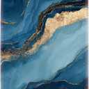 ANNA QUEEN Blue Marble Luggage Cover, Modern Gold Vein Abstract Design Suitcase Protector, Washable Stretchable Travel Sleeve for 32-34 Inch Luggage XL