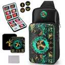 Owngen Travel Bag for Nintendo Switch/Lite/OLED, for Zelda Tears of the Kingdom Portable Sling Shoulder Crossbody Carrying Storage Accessories Backpack with Cute Game Card Case, 4 Thumb Grip Caps (Sword)