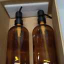 Prus Waso Amber Glass Soap Dispenser Set, Hand Soap and Lotion Set with Black Stainless Steel Pump, Perfect for Modern Bathroom Decor. (Amber)