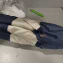 Outdoor Vienna Navy and White 6'6" x 10' Rectangle Crank UV Protected Umbrella