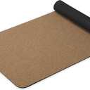 Gaiam Cork Yoga Exercise Mat | Natural Sustainable Cork Resists Sweat and Odors | Non-Slip TPE Backing Prevents Slipping| Great for Hot Yoga, Pilates, Fitness Working Out (68" x 24"x 5mm Thick) (Black/Brown)