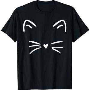 Funny Cute Cat Face Heart Nose Cat Lover T-Shirt, Size XL