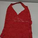 Matunana Women's Lace Halter Tops Going Out V Neck Crop Backless Sleeveless Tank Y2k Cute Sexy Shirt Summer Trendy 2026 (Red, S)