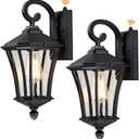 YSN 2 Pack Dusk to Dawn Outdoor Light Fixture Wall Mount Porch Lights Weather Resistant Exterior Sconce Light, Waterproof Wall Lantern for Porch, Garage, Backyard, Walkway, E26 Socket, Black