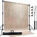 Photo Backdrop Stand with 6x8 ft Abstract Backdrop,Beige