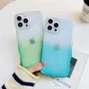 2 x XIQI Compatible with iPhone 14 Pro Case 6.1" 2022, Cute Kawaii Curly Wave Frame Shape Soft Silicone Shockproof Protective Phone Cover for Women Girls, Gradient Dark Green