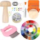 Knit Patch Kit PatchMaker 2.0, Portable Mushroom Darning Loom with 9 Pcs Large Eye Needles 50 Colors Thread for Holes Repair on Socks & Jeans, Weaving Tool Set for Quickly Sewing Repair (Orange)