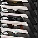 16 Tier Hanging Wall File Holder, Metal A4 Wall Mounted Document Holder, Vertical Hanging Mail Organizer, Magazine Storage Rack with Tray for Office Home Classroom, Black