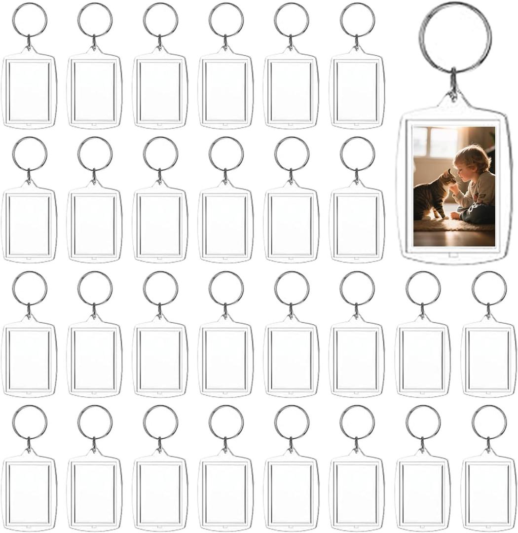 150-Pack Clear Acrylic Photo Keychains - Blank Insert Keychain with Metal Ring for DIY Personalization, Gift Favors, Double-Sided Display (2.17" x 1.57")