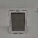 Isaac Jacobs 5x7 Vintage-Inspired Simple Ornate Picture Frame White with Gold Edges, Horizontal & Vertical for Tabletop and Wall Display, Home Décor, Floral, Resin Frame, (5x7, White with Gold)