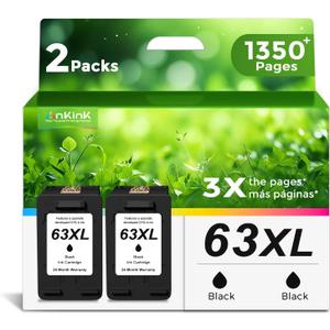 Ankink 63XL Ink Cartridges Replacement for HP 63 XL (Black 2-Pack) Work with HP63 3830 4650 4652 4655 5200 5252 5255 5258 4520 4512 1112 2132 3630 3632 3631 2130 4510 4654 Printers 2 BK