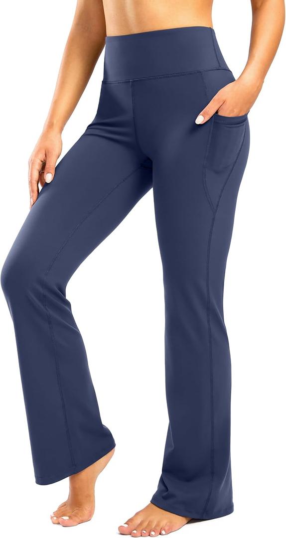 Inseam Women's Bootcut Yoga Pants Long Bootleg High-Waisted Flare Pants with Pockets Blue-Flare-32-XL
