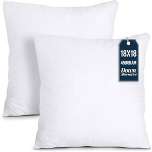 Utopia Bedding Throw Pillows Insert (Pack of 2, White) - 18 x 18 Inches Bed and Couch Pillows - Indoor Decorative Pillow