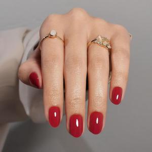 Red Press on Nails Oval for Women Gift - Soft Gel Press on Nails Short with Glue, Fit Perfectly & Natural Glue on Nails in 16 Sizes - 32 Reusable Fake Nails, Cherry Red
