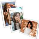 Acrylic Picture Frames 5x7 Inch Set of 3, Tabletop and Refrigerator Display Vertical and Horizontal Clear Magnetic Photo Frames with Detachable Stand for Gift, Home/Refrigerator Dcor