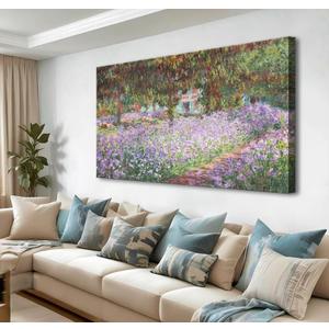 Irises in Monet's Garden, 1900 by Claude Monet - Large Canvas Art Wall Decor Painting Print Framed -32" x 48"