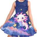 Sleeveless Dresses for Girls Kids Twirly Swing Dress for Summer A-Line Playwear Dress (7-8 Years)