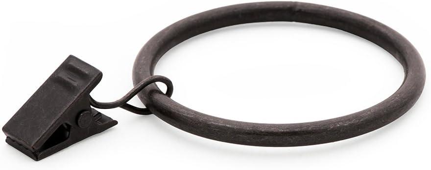 Ivilon Drapery Curtain Clips with Rings - Set of 14 Decorative Drapery Rings with Strong Clips 2" Diameter - Color Oil Rubbed Bronze (ORB)