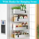 HuggieGems 4 Pack Magnetic Spice Storage Rack Organizer for Refrigerator and Oven, Silver Fridge Organizers and Storage